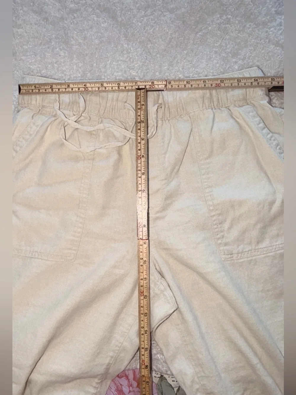 Gap Linen Blend cream pull on chino pants